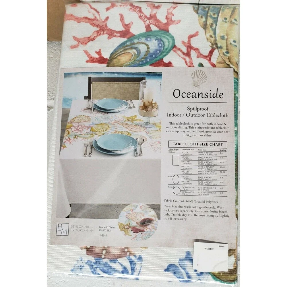 Printed Spillproof Fabric Tablecloth,60